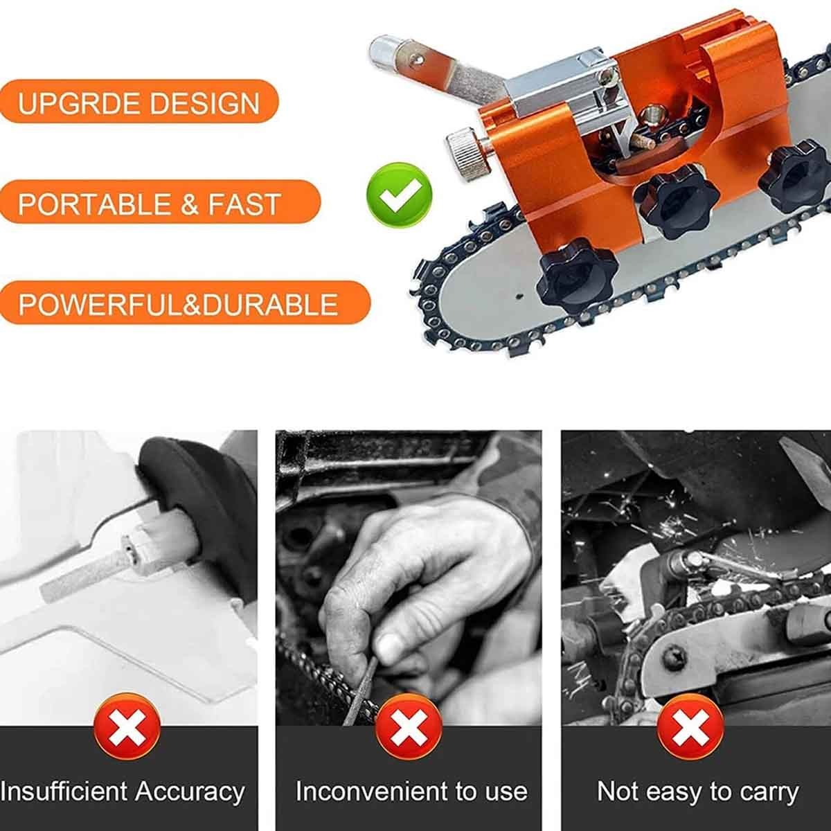 Chainsaw Chain Sharpening Jig Portable Hand Crank Sharpener Tool Set US ...