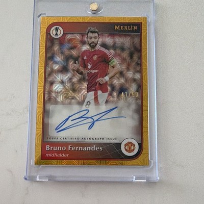 2024-25 Bruno Fernandes Topps Merlin Gold Refractor REF Autograph Auto /50 Man U