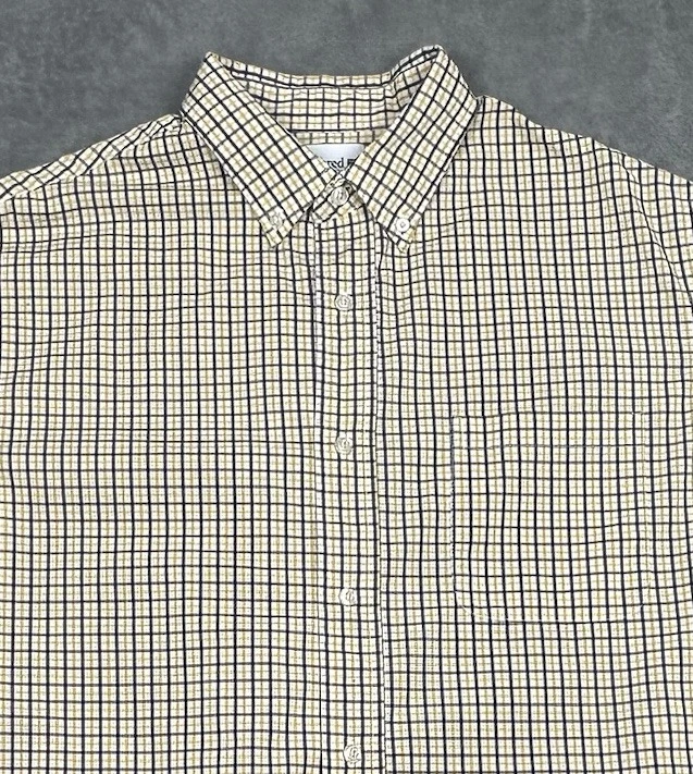 Camisa Saddlebred Para Hombre Grande Amarillo Azul Cuadros Elastizada Calce Clásico Con Botones Foto 2 de 4