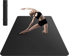 72x43 Extra Large Yoga Mat Non Slip Thick Exercise Mat Black