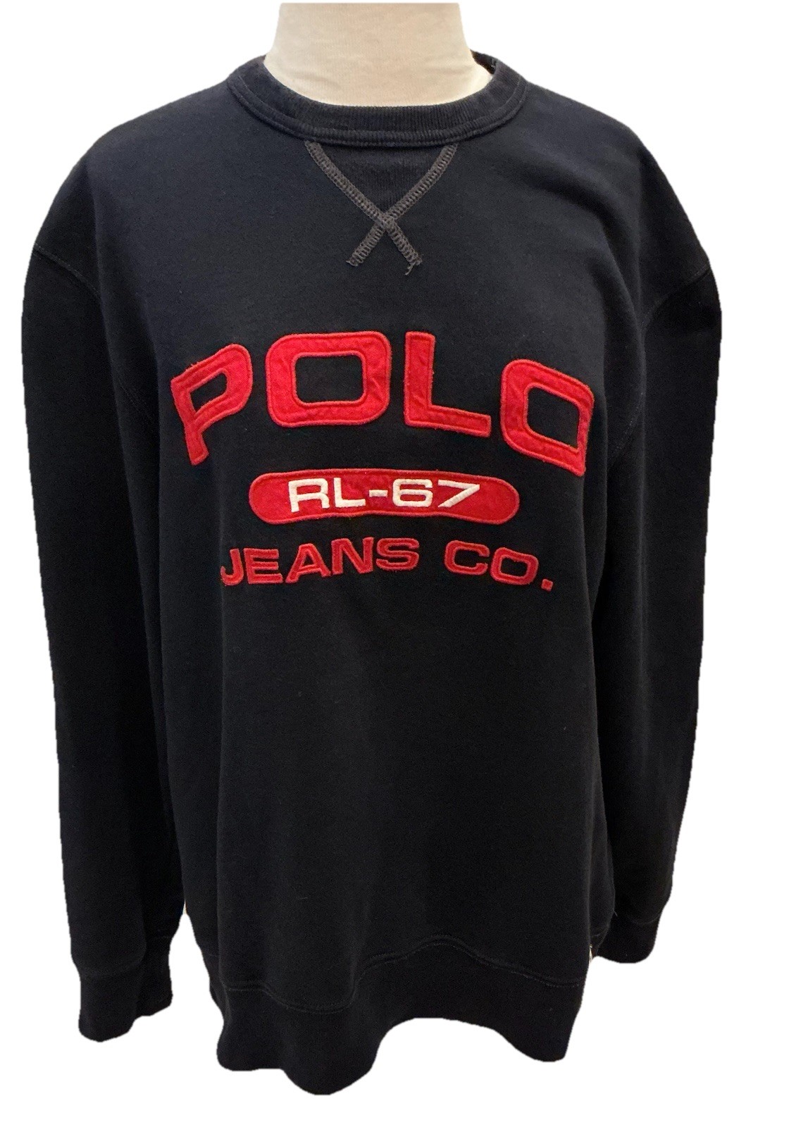 Vintage Polo Ralph Lauren Y2K Jeans Co Rl-67 Crewneck Black  Sweatshirt Sz M