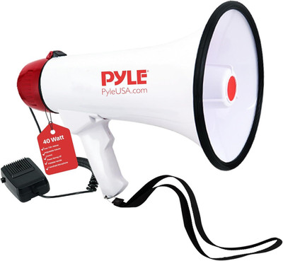 Pyle 40 W Megaphon-Lautsprecher mit Mikrofon, lautes Horn 9 x 8 x 13, weiß