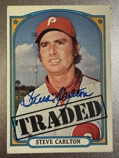 Signed! Original 1972 Topps High # Steve Carlton #751 Traded Autograph Auto HOF