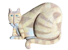 Vtg Marsha McCarthy Tiger Cat Figurine Shelf Sitter Mantelpiece Resin 8"  kitty