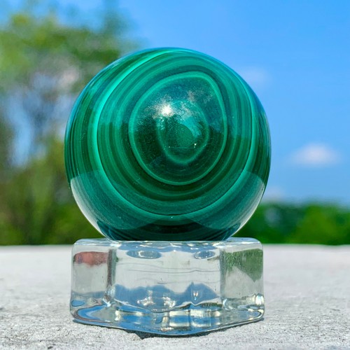 93G Rare Natural Malachite quartz hand Carved sphere Crystal Healing - Picture 20 of 21