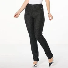 DG2 by Diane Gilman Petite Starlight Denim Straight-Leg Jeans Black 16W New