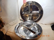 Coleman camping 12 inch divided plates pair - Stainless steel, shiny!