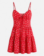 No Boundaries Red/White Floral Smocked Spaghe...