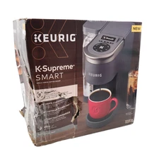 KEURIG K-Supreme SMART Single Serve Coffee Maker, 4 Brew Sizes, Grey - READ DES.