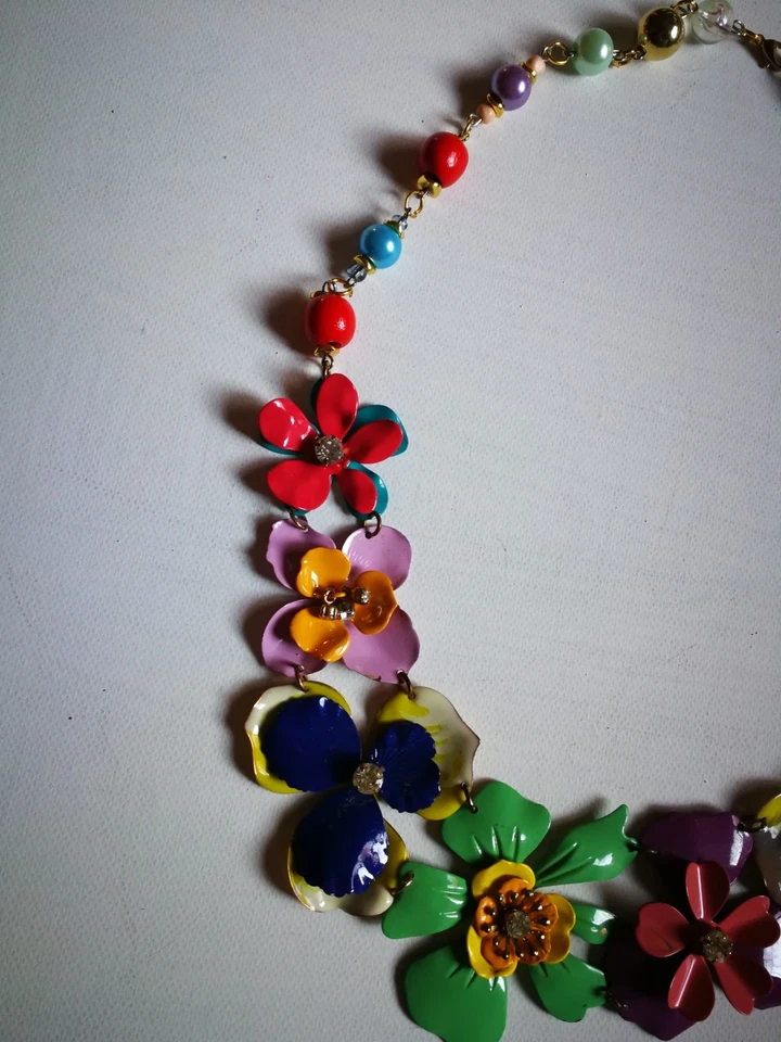 Collar gargantilla collar mujer joyería vintage collar de lujo metal perla pedrería Foto 4 de 4