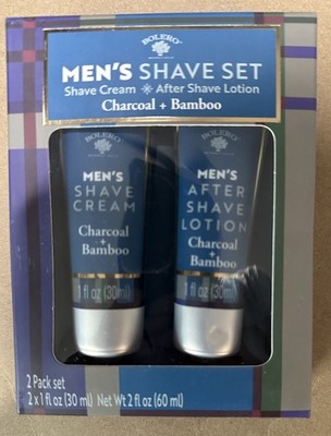 Bolero Men's Shave Set Shave Cream After Shave Lotion Charcoal + Bamboo New