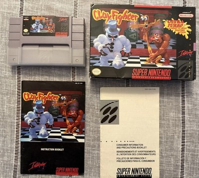 Clay Fighter Super Nintendo SNES Cartridge 1993 CIB Game, Box & Manual