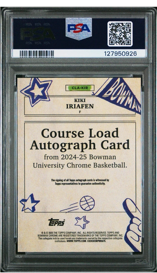 Kiki Iriafen AUTO PSA 10💎Course Load💎Bowman Chrome U🔥ПЕРЕЛИВАЮЩАЯСЯ Mystics ДЕБЮТАНТ - Изображение 2 из 2