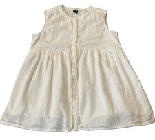 Y2K Gap Kids Casual Dress Girls 14-16 Button Up White Sleeveless Party Coastal