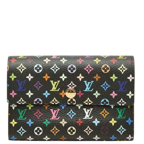Louis Vuitton Monogram Multicolore Trifold Wallet Women Black One Size