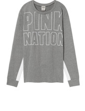 Victoria's Secret Pink Nation Campus Crew Legging Sweatshirt Gray Medium SEALED
