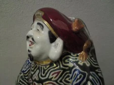 Kutani ware okimono figure Daikoku dancing with a drum & Minogame Turtle