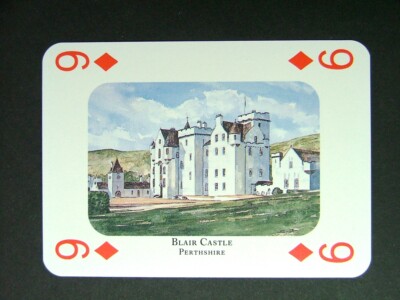 1 x playing card painter M C Smith Blair Castle Perthshire 9 of Diamonds