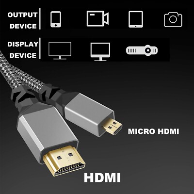High-Speed Micro HDMI to HDMI 4K Cable Converter R5 R6 GoPro HERO  Camera