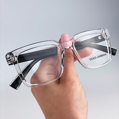 NEW D&G DG5101 3133 Crystal Black Demo Square Unisex Eyeglasses