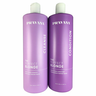 Pravana The Perfect Blonde Purple Hair Toning Shampoo & Conditioner Liter Duo...