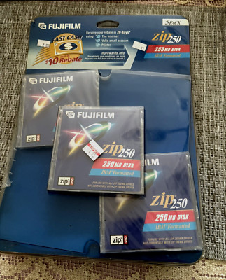 Fujifilm 5 Pack Zip 250 IBM Formatted Use With All 250 MB Devices NIP