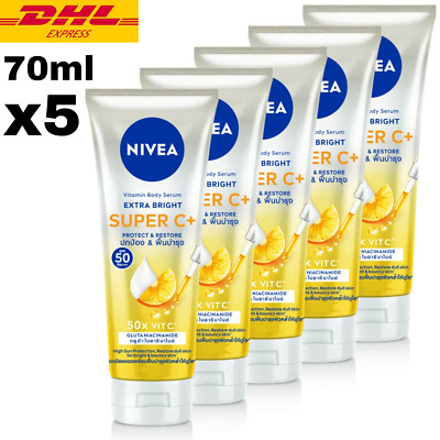 Sunscreen SPF50 Repair & Protect Nivea Extra Bright Body Vitamin Serum 70ml x 5
