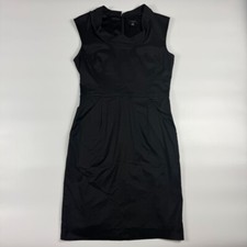 Ann Taylor Sheath Dress Womens Size 4 Black Lined Sleeveless Stretch Back Zip