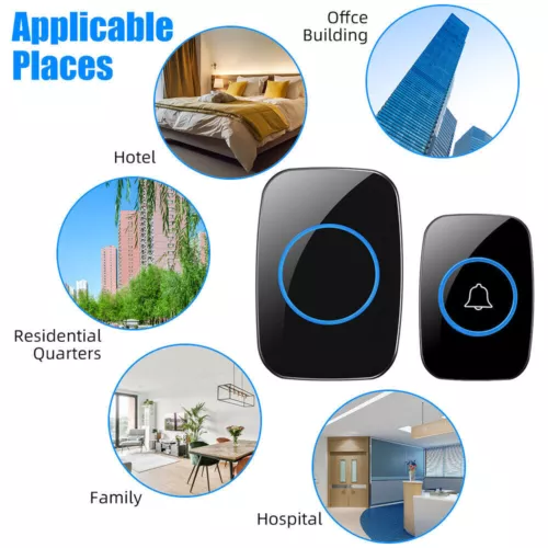Wireless Doorbell Chime Outdoor Waterproof Receiver Adjustable Volume 1000FT Kit - Picture 9 of 19