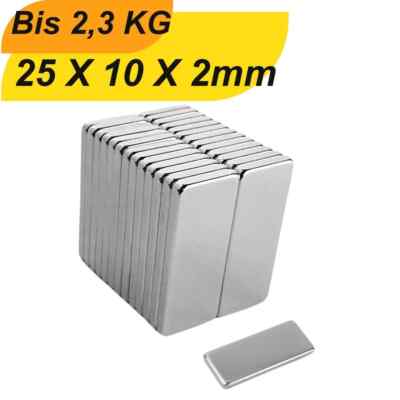 Neodym Magnet 25 x 10 x 2mm Supermagnete hohe Haftkraft Quadermagnet