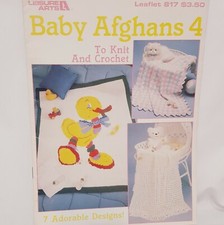 Baby Afghans 4 For Knit and Crochet 7 Designs Leaflet Leisure Arts 817 1989