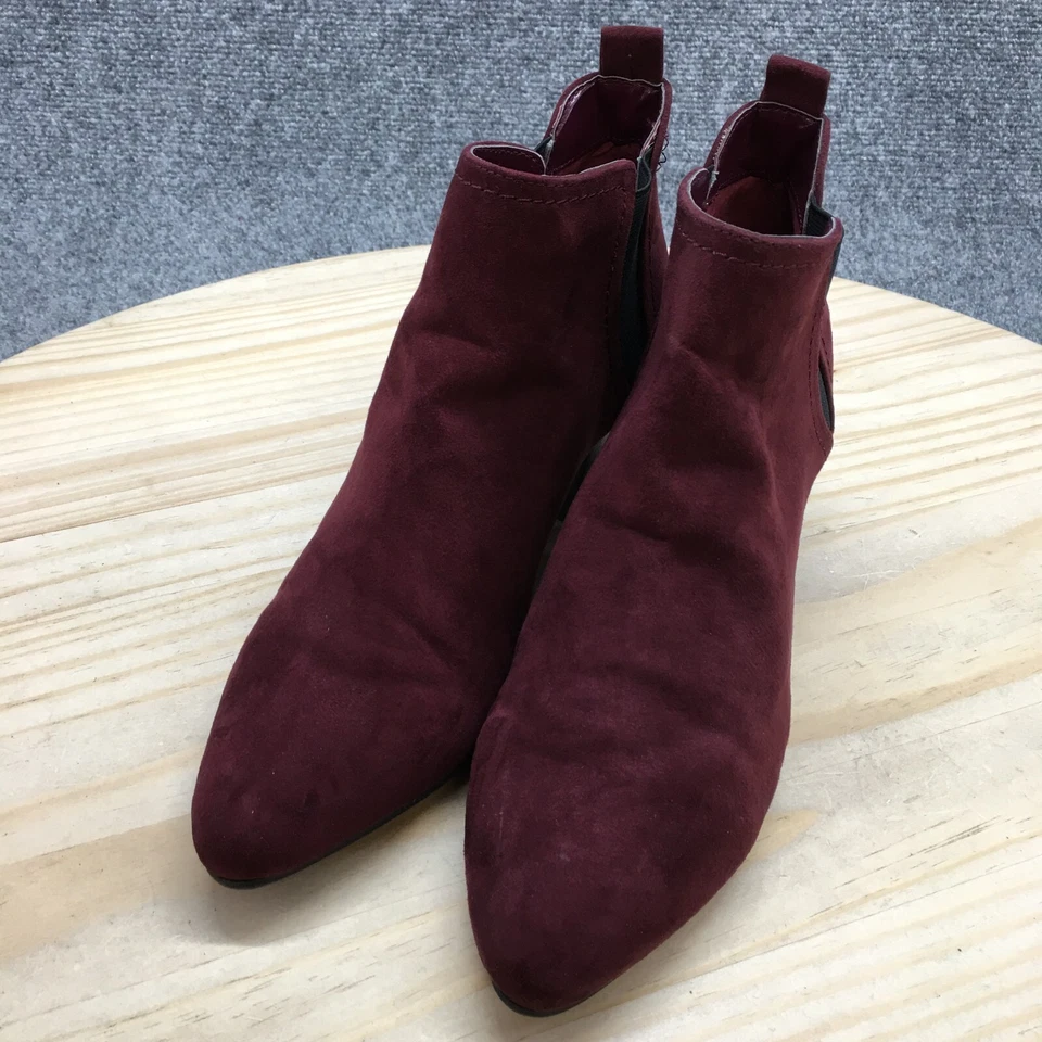 Botas Unisa Mujer 7.5 M Gables Chelsea Borgoña Tirar Informales Tobillo Top Bloque Foto 4 de 4