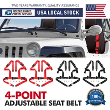 Universal Black/Red 4 Point Buckle Racing Seat Belt Harness 2" Shoulder Straps
