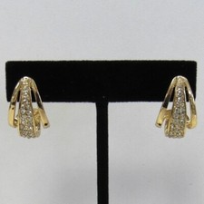 Gold Rhinestone Crystal Hoop Earrings Sparkle Dressy