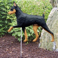 Miniature Pinscher Outdoor Garden Dog Sign Hand Painted Figure Black/Tan