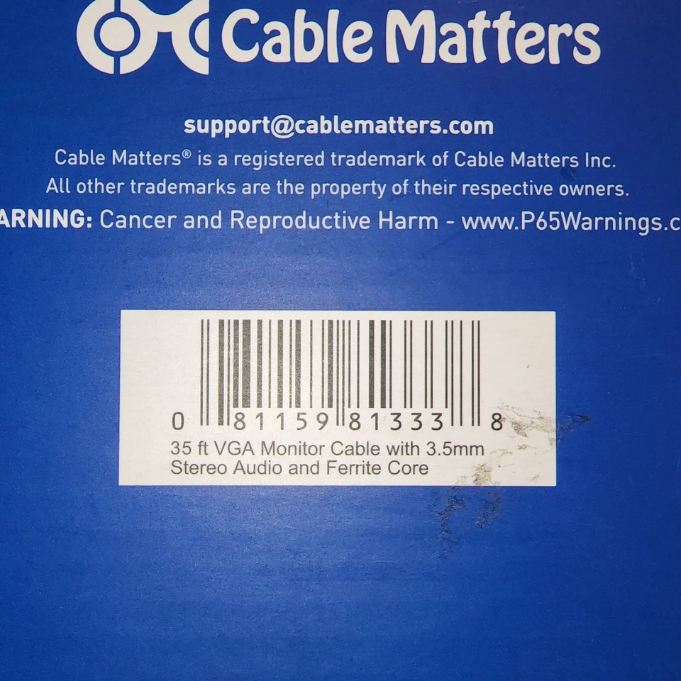 Cable Matters 35ft Ferrite VGA Display Cable w/3.5mm Stereo Audio for Monitor - Image 2 of 3