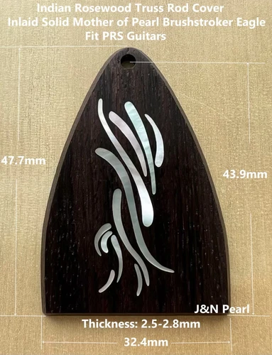 Indian Rosewood Truss Rod Cover Inlaid MOP Brushstroker Eagle Fits PRS Guitars
