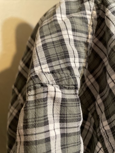 Guess Jeans Mens XL Vintage Casual Lounge Shirt Green Brown Plaid Rayon - Picture 6 of 8