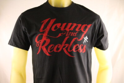 YOUNG & RECKLESS BLACK MEN'S GRAPHIC T-SHIRT W/LOGO size Medium