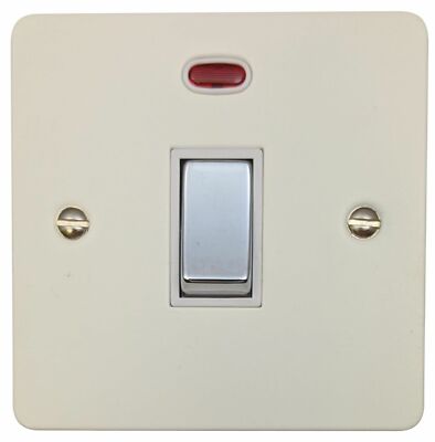 G&H FW226-PC Flat Plate Matt White 1 Gang 20 Amp Double Pole Switch & Neon