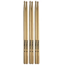 ChromaCast 7A USA Made, Wood Tipped, Hickory Drumsticks | 3 Pairs