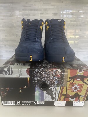 NIKE AIR JORDAN 12 MICHIGAN OVO PE DRAKE SAMPLE BLUE GOLD 14 XII 