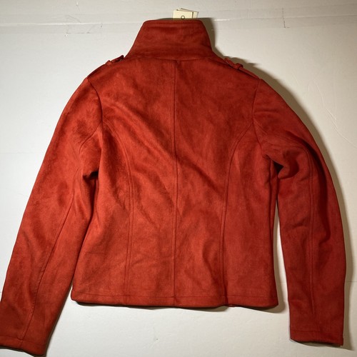 Solitaire Women’s Red Moto Jacket Soft Faux Suede Size Small NWT - Picture 10 of 11