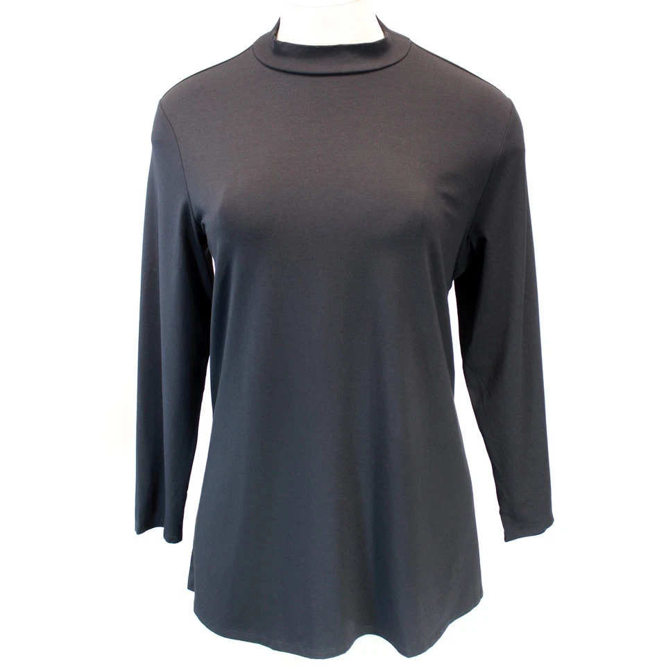 Blusa túnica larga cuello falso jersey negro talla grande Eileen Fisher 1X Foto 2 de 4