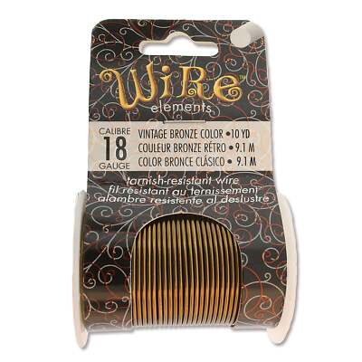 BeadSmith Vintage Bronze 18 Gauge Craft Wire Elements - 10 Yard Spool