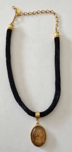 Black Velvet Choker 1928 Cameo Pendant 