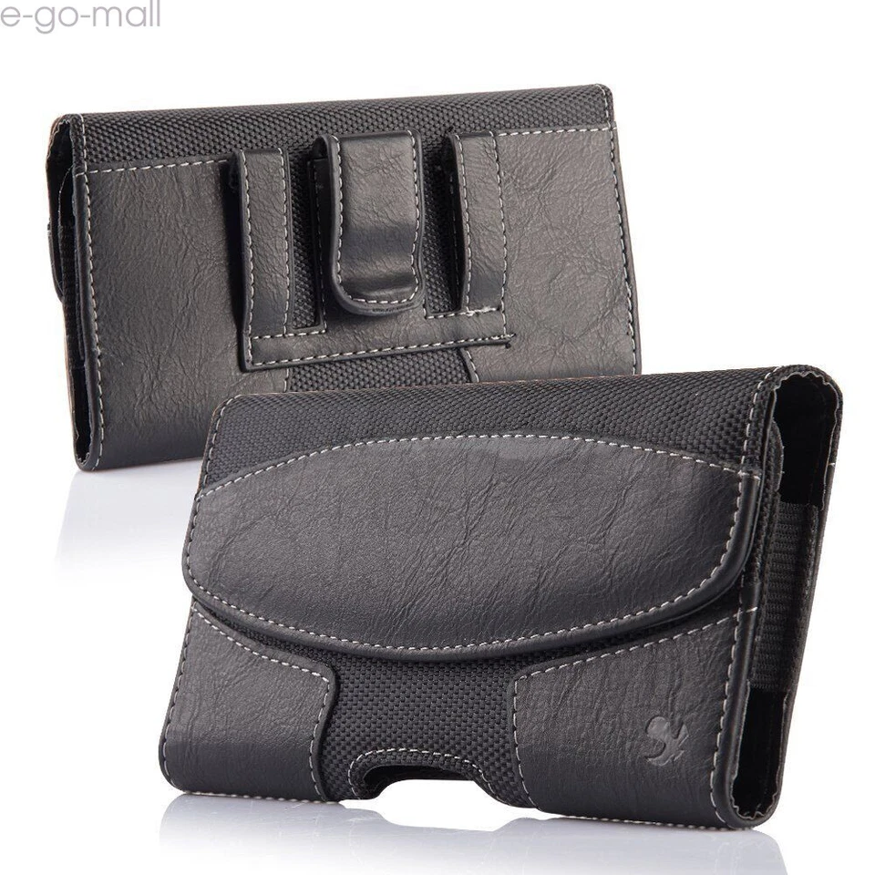 Funda horizontal para teléfono celular soporte con clip para cinturón + estuche resistente con lazo (3 tamaños) Foto 2 de 4