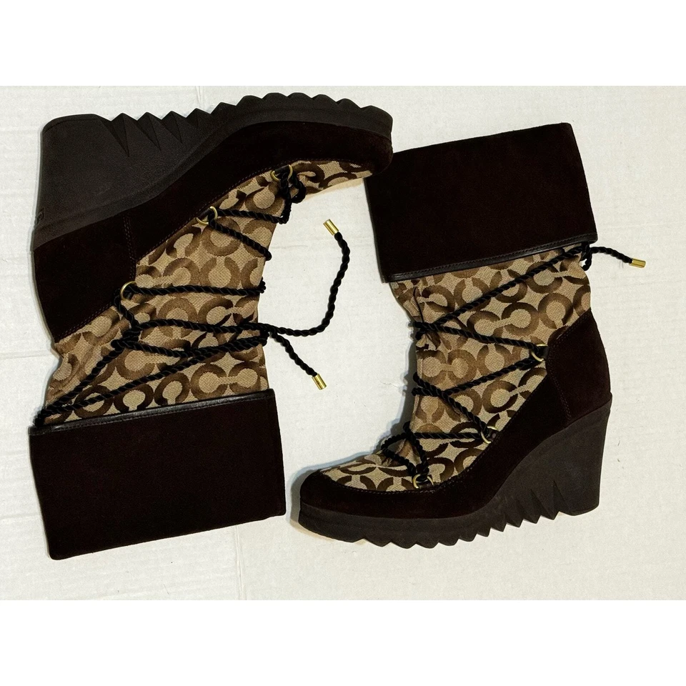 Botas de cuña Coach Maisey Signature C talla 10 caqui Foto 2 de 4