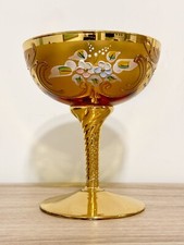 Bicchieri antichi calici oro e porcellana Murano 5 pezzi