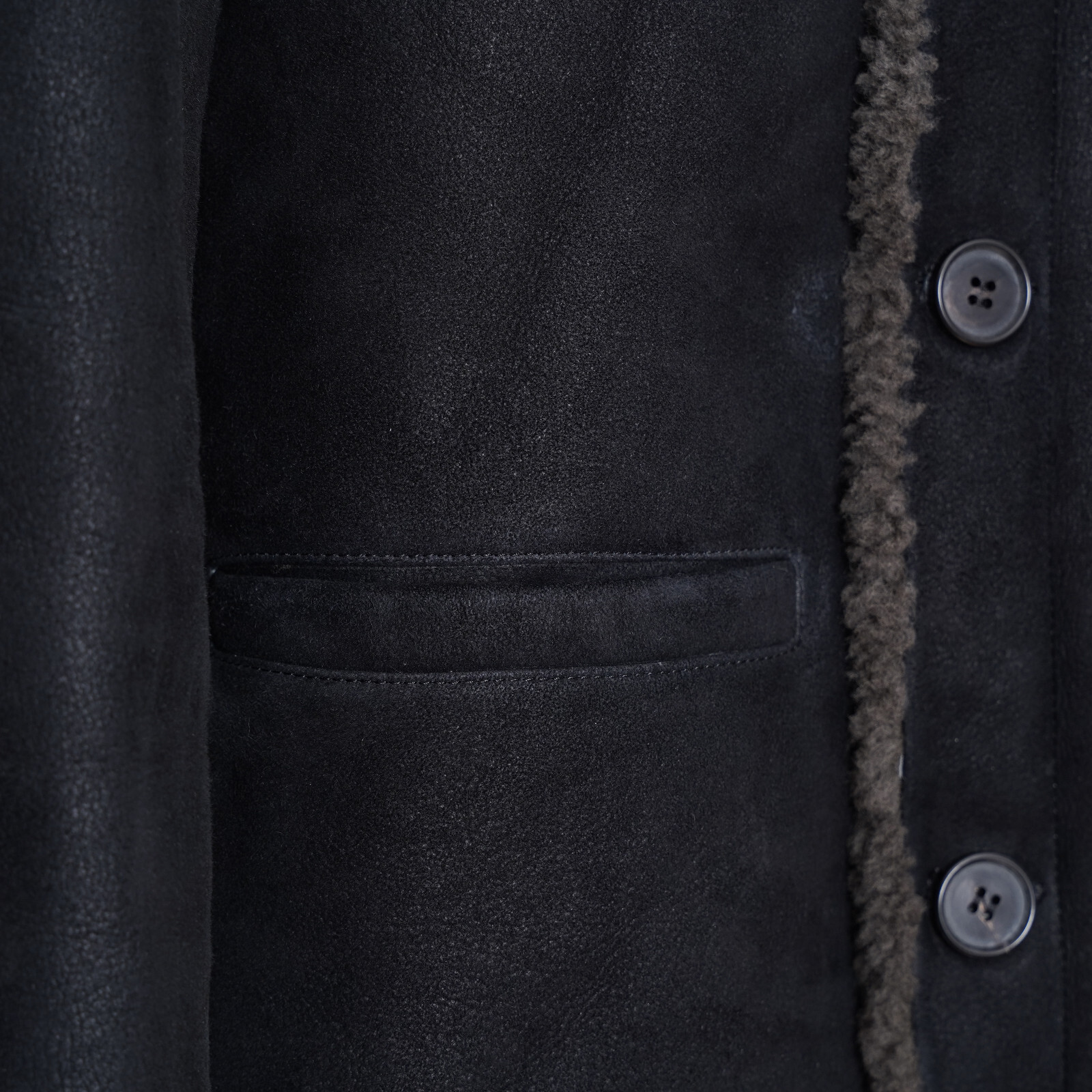 ALL SAINTS Shearling Leather Jacket EXTRA SMALL Mens Black XS Sheepskin GARRICK